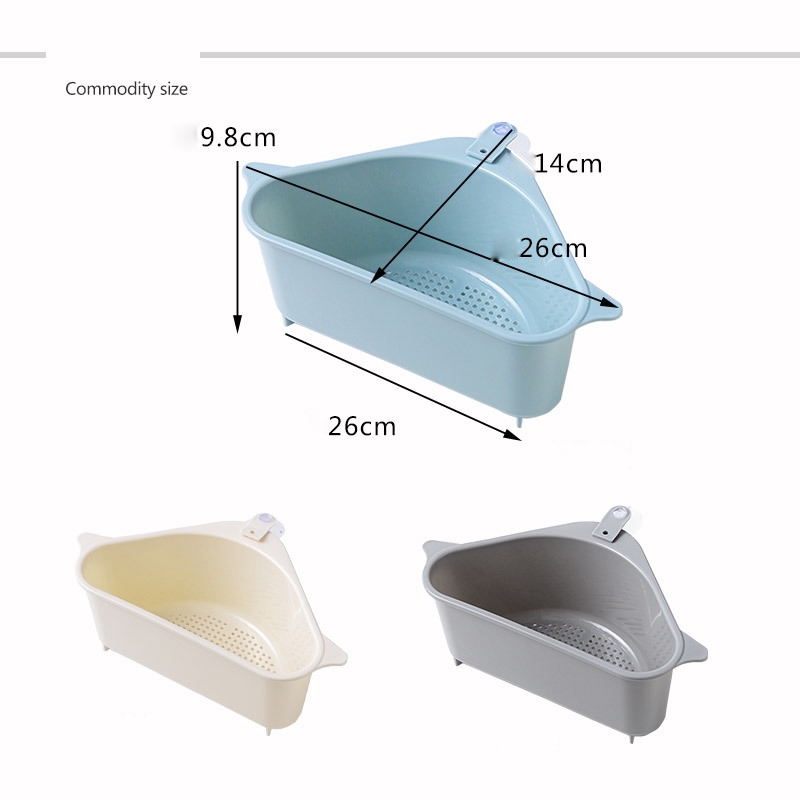 Hot Sale/Triangle Shape Holder Multifungsi Drain Shelf Rak Penyimpanan Penghisap Dapur Drain Rack