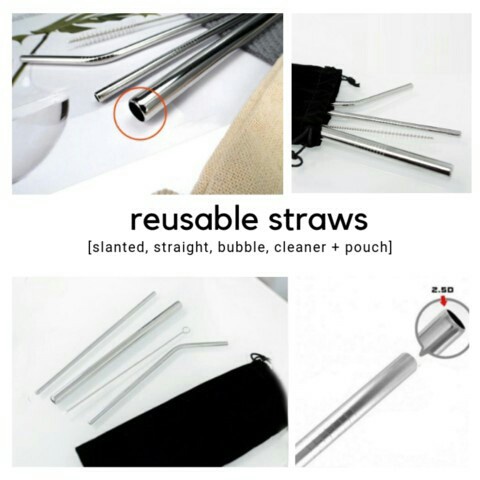 Sedotan Stainless Stell Murah Sedotan Lurus Bengkok Sikat Sedotan BPA Free Anti Karat Aman Reusable Higienis