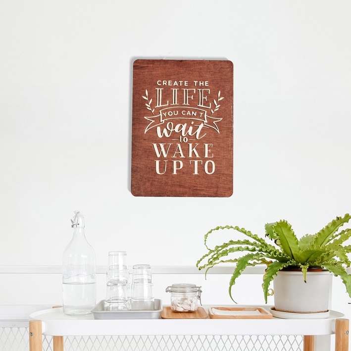 ERGOO Hiasan Dinding Kayu Timbul - Quotes Walldecor