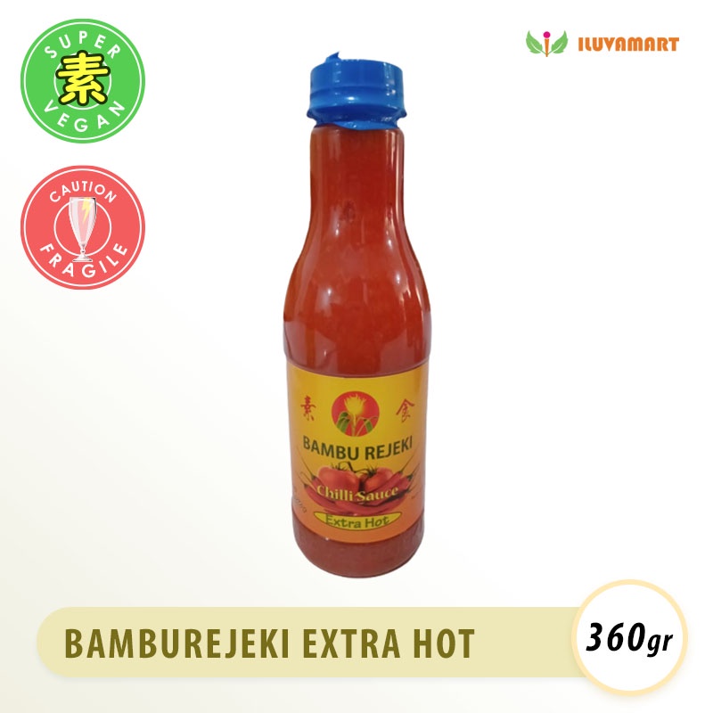 

Bambu Rejeki Chilli Sauce EXTRA Hot 360gr Botol ELITE Vegan Saus Cabe Ekstra Pedas Sambel Sambal Cab