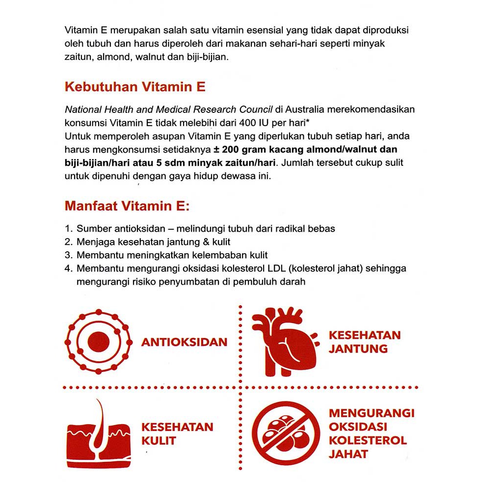 BLACKMORES Natural Vitamin E 250 IU 50 Kapsul BPOM HALAL KALBE ANTIOKSIDAN KOLESTEROL DAYA TAHAN