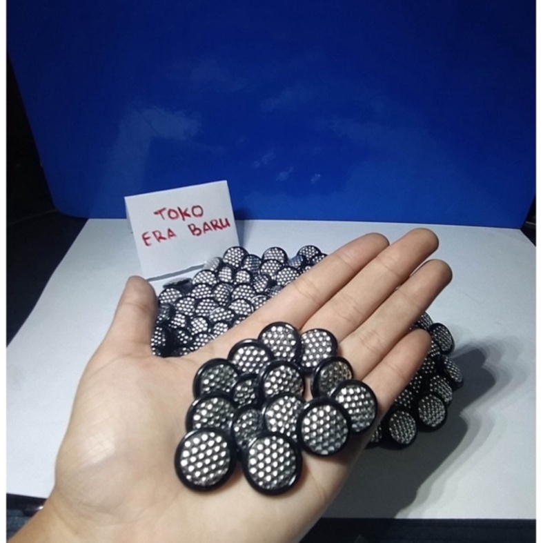 Kancing Jamur Fashion Hitam Motif Bintik 100pcs