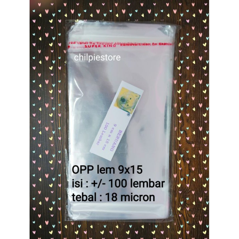 (isi 100) OPP 9x15 tebal 18 micron / Plastik OPP lem 9x15 cm / OPP 9x15
