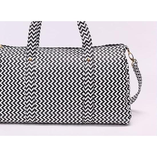 ✶ Tas Travel Jalan-jalan Bahan PU Kapasitas Besar Import Korea - HB508 - ZIG ZAG ♦