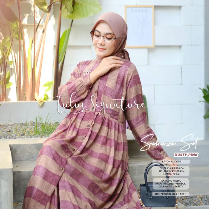 Sahaza set wanita motif kotak-kotak by tulus signature