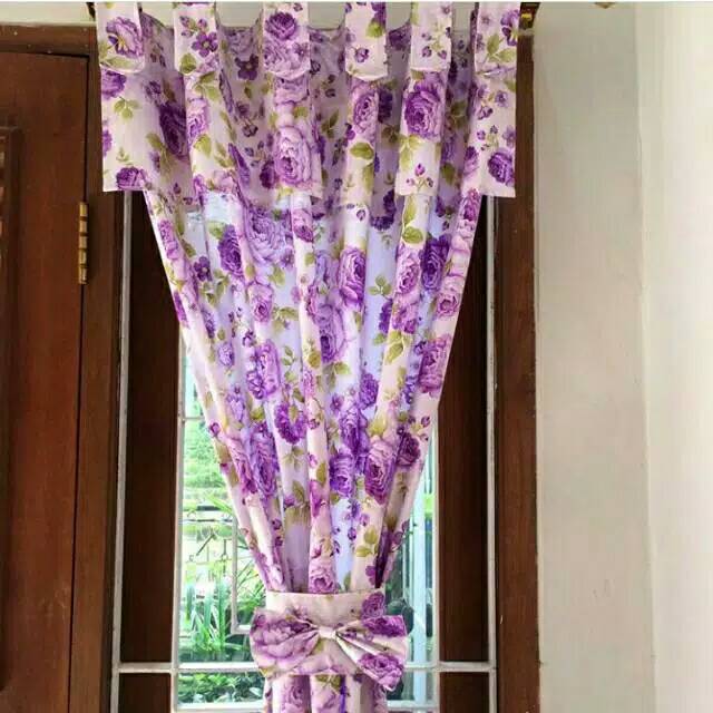 gorden pintu motif bunga ungu