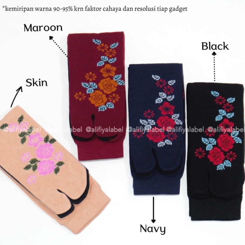 KAOS KAKI JEMPOL MUSLIMAH NILON “Motif Floral” / KAOS KAKI TAPAK HITAM