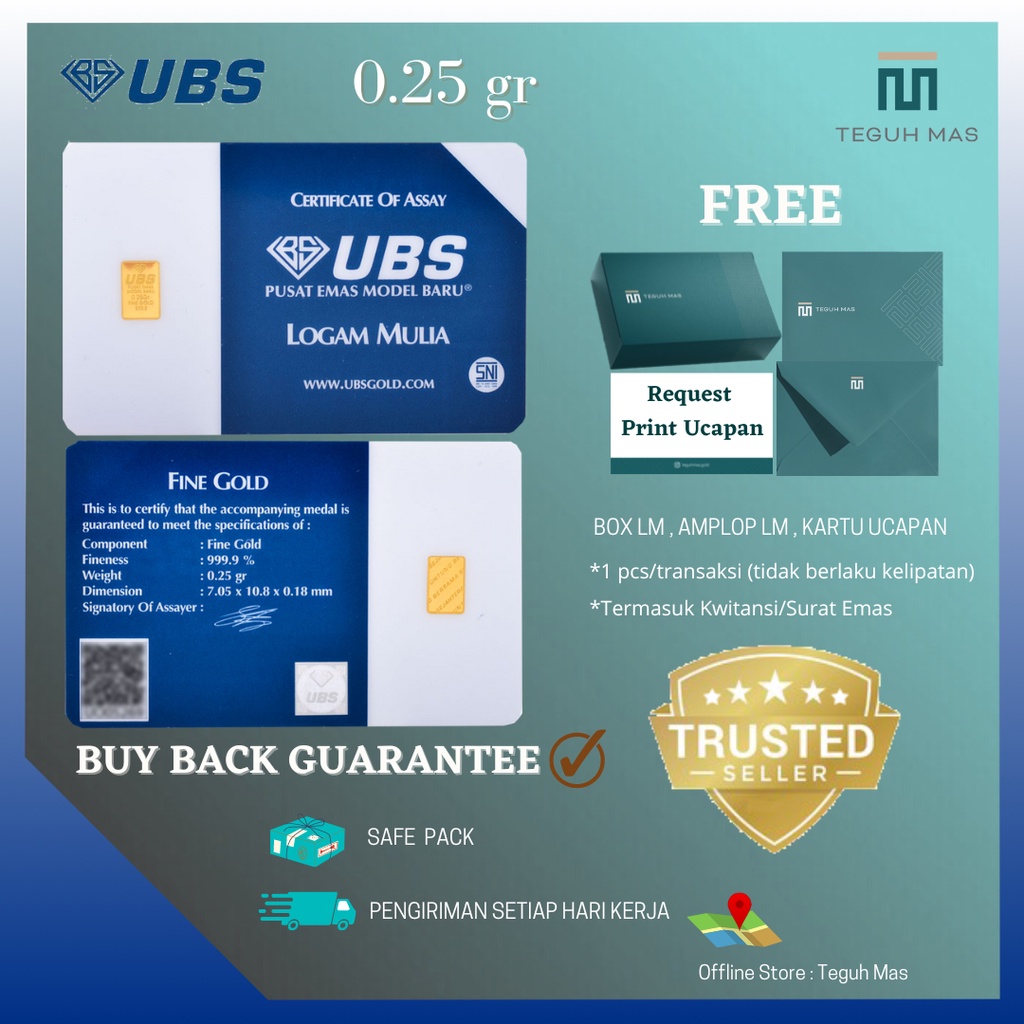 EMAS LOGAM MULIA UBS 0,25 GRAM LM 999,9 %