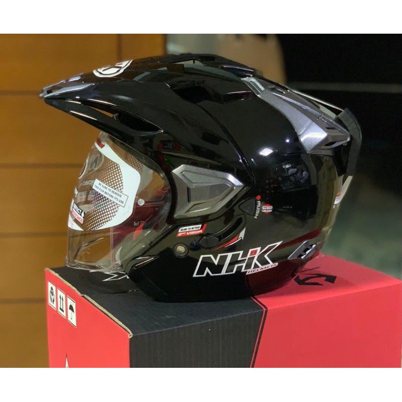 HELM NHK PREDATOR BLAK METALIK DOBEL VISOR