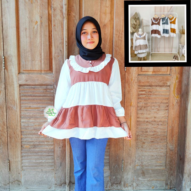 Blouse wanita ootd outfit atasan cewek perempuan wolfis rempel kunyit coksu ( blouse endang rempel )