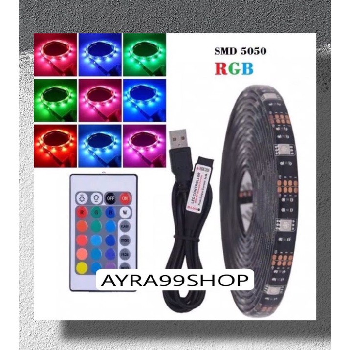 Lampu Strip LED USB 5V 5050 SMD 5CM + remote RGB Untuk Dekorasi