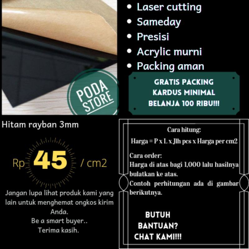 

Acrylic Hitam Transparan 3mm / Akrilik hitam 3mm