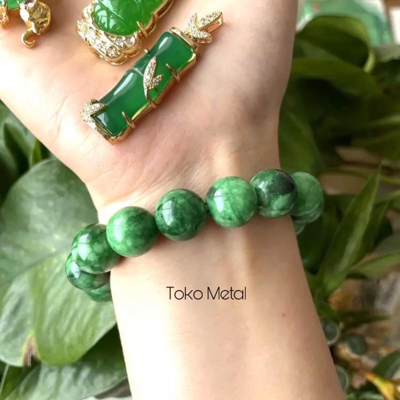 COD✔️ GELANG BATU GIOK STYLISH HIJAU COCOK UNTUK PRIA &amp; WANITA [TOKO METAL]