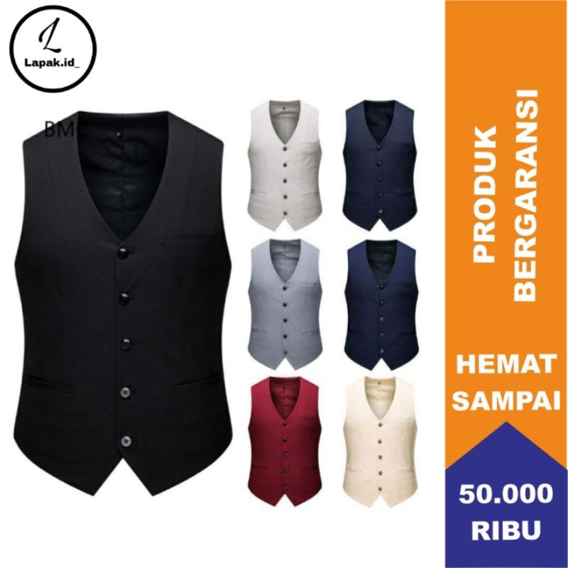 Jual Vest Formal Rompi Setelan Dalaman Jas Pria Groomsmen Wedding Slim Fit M L Xl Big Size