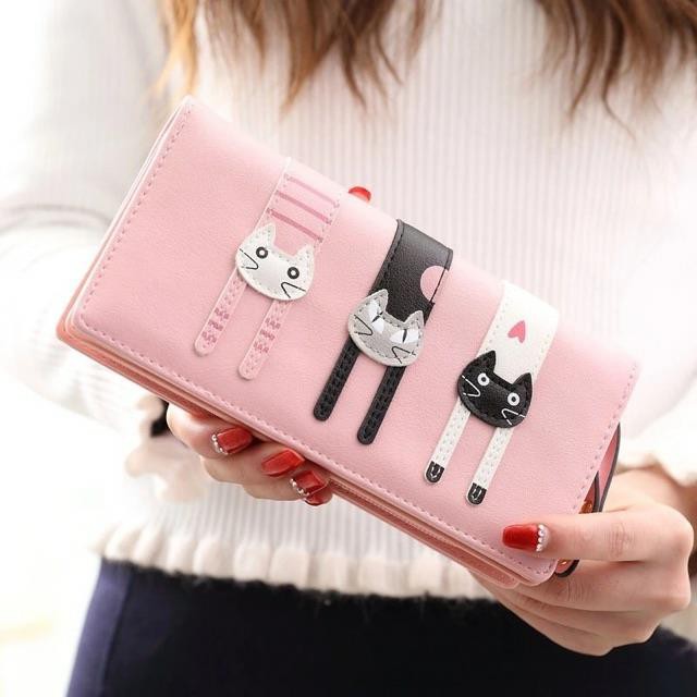 LS 093 - Wallet / Dompet Wanita Lipat Panjang fashion korea Triple Cat