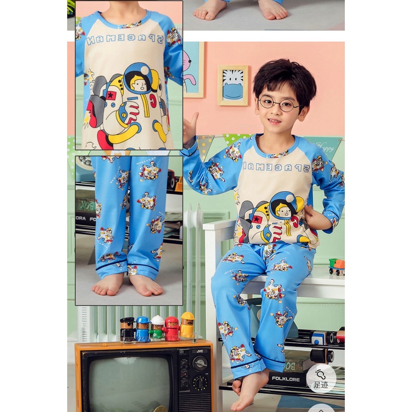 【Happy Baby】3-11Tahun Piyama Setelan Baju Tidur Anak Laki-laki  Karakter Lengan Panjang celana panjang S-02
