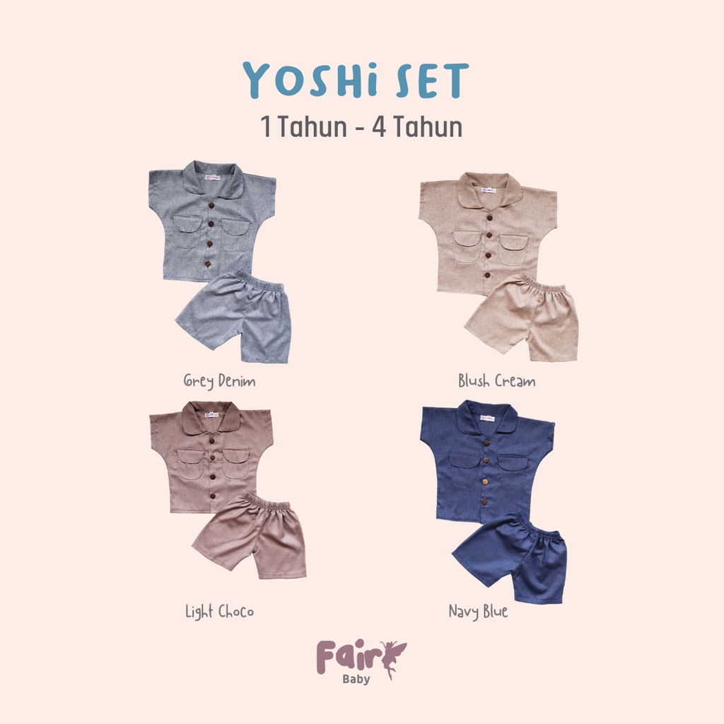 Fairy Baby Yoshi Set | Setelan Anak Cotton | Setelan Kemeja Pendek