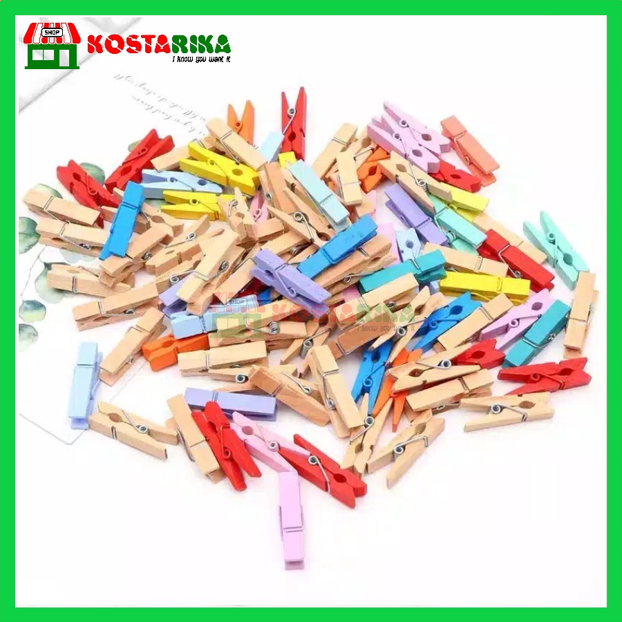 Penjepit Foto Warna Warni Wooden Clip Jepit Foto Photo Clip Wooden Peg 1 bungkus