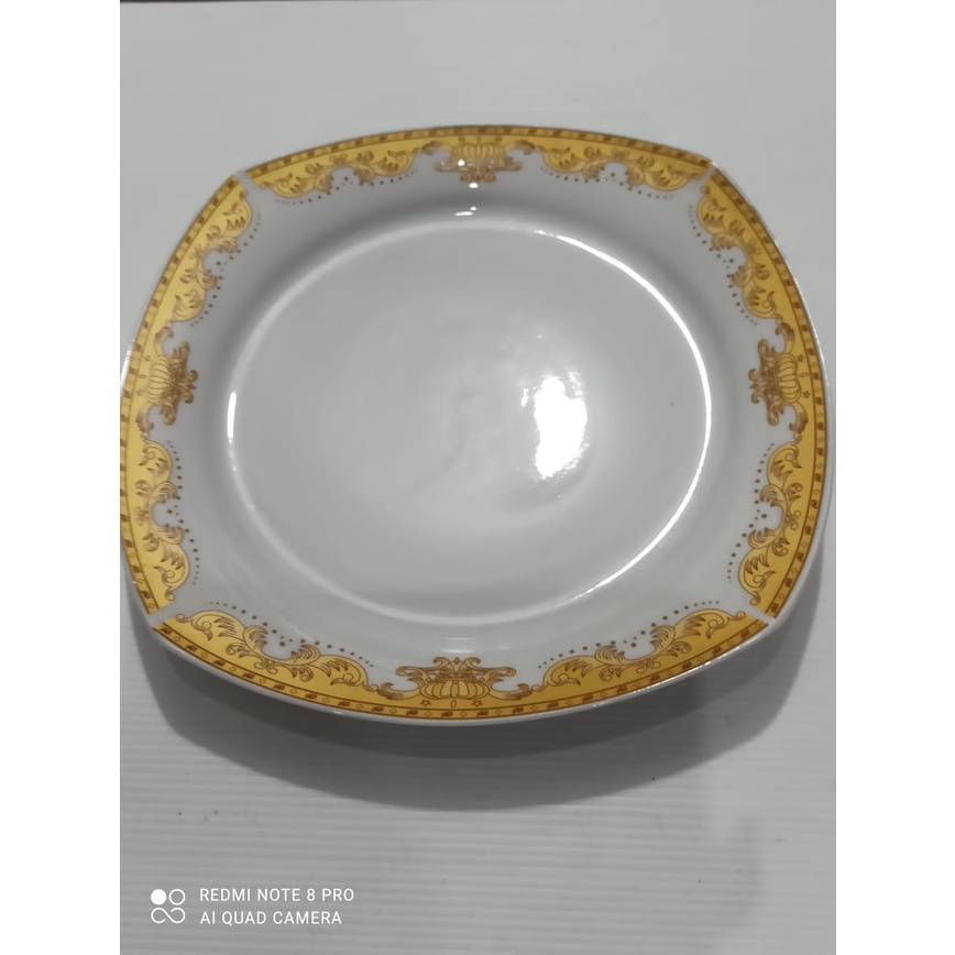 Piring Keramik Kotak Motif | Piring Kramik Segi Empat