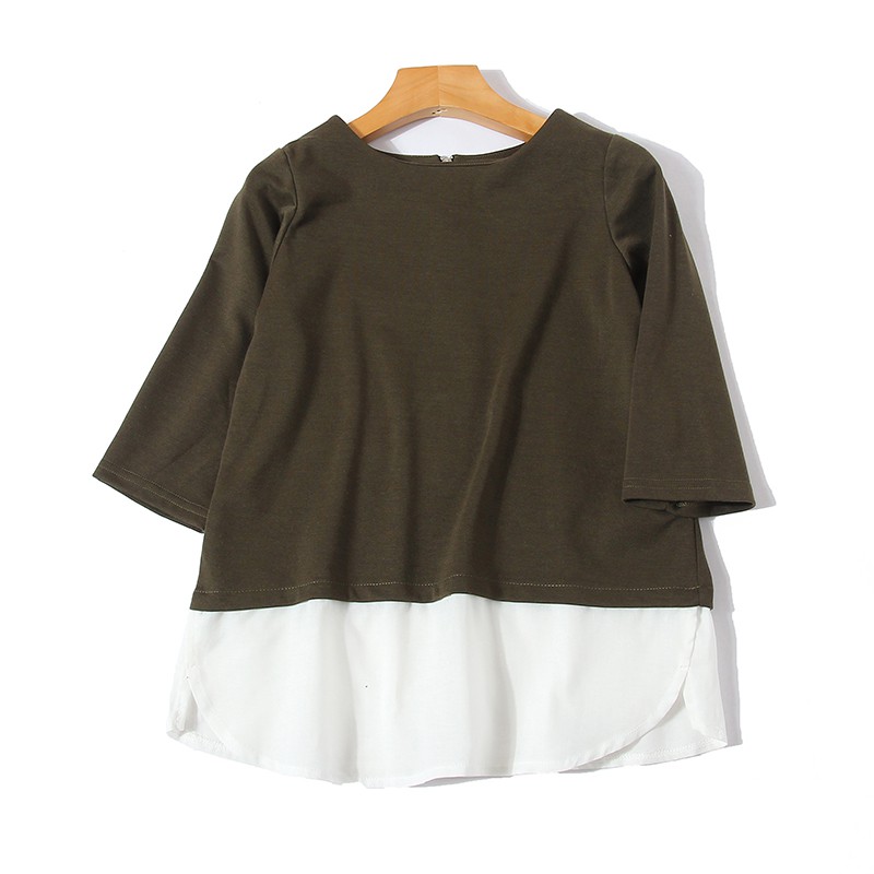 IBS-33 kaos atasan wanita import korea jepang lengan pendek basic oversized army