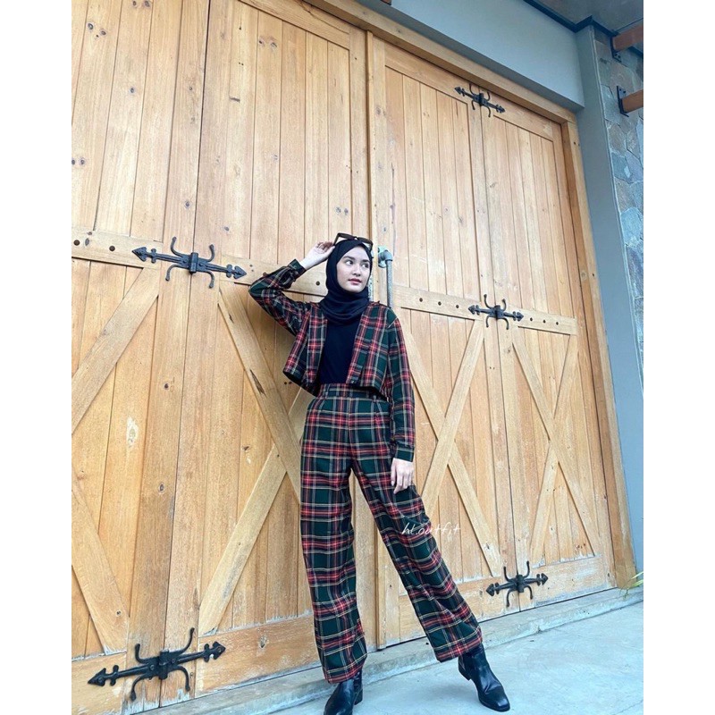 TARTAN PANTS DARK GREEN / ONESET