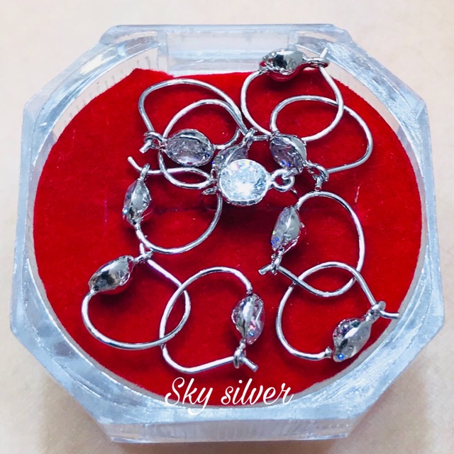 Anting desi permata perak 925/bayi/anak perhiasan perak lapis emas putih asli/Aj007