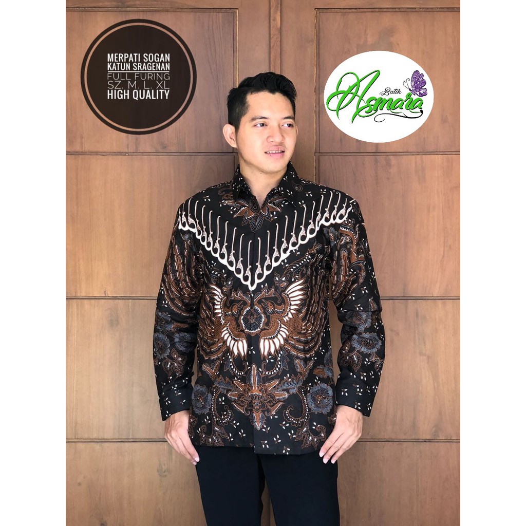 Kemeja Batik Merpati Sogan Halus Asli Katun Sragenan Batik Solo