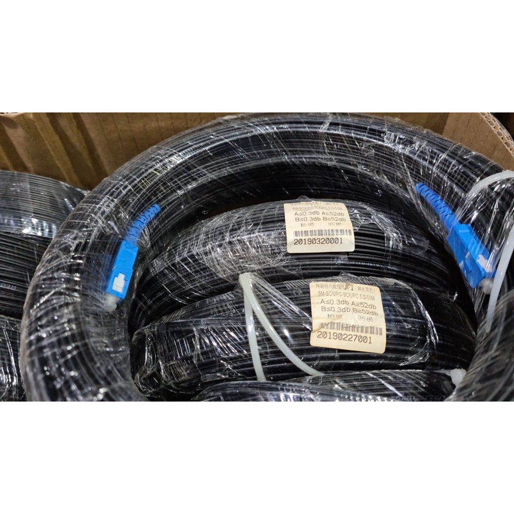 Kabel Fiber Optik FTTH SC Indihome / Drop Wire Core Optic 50 Meter