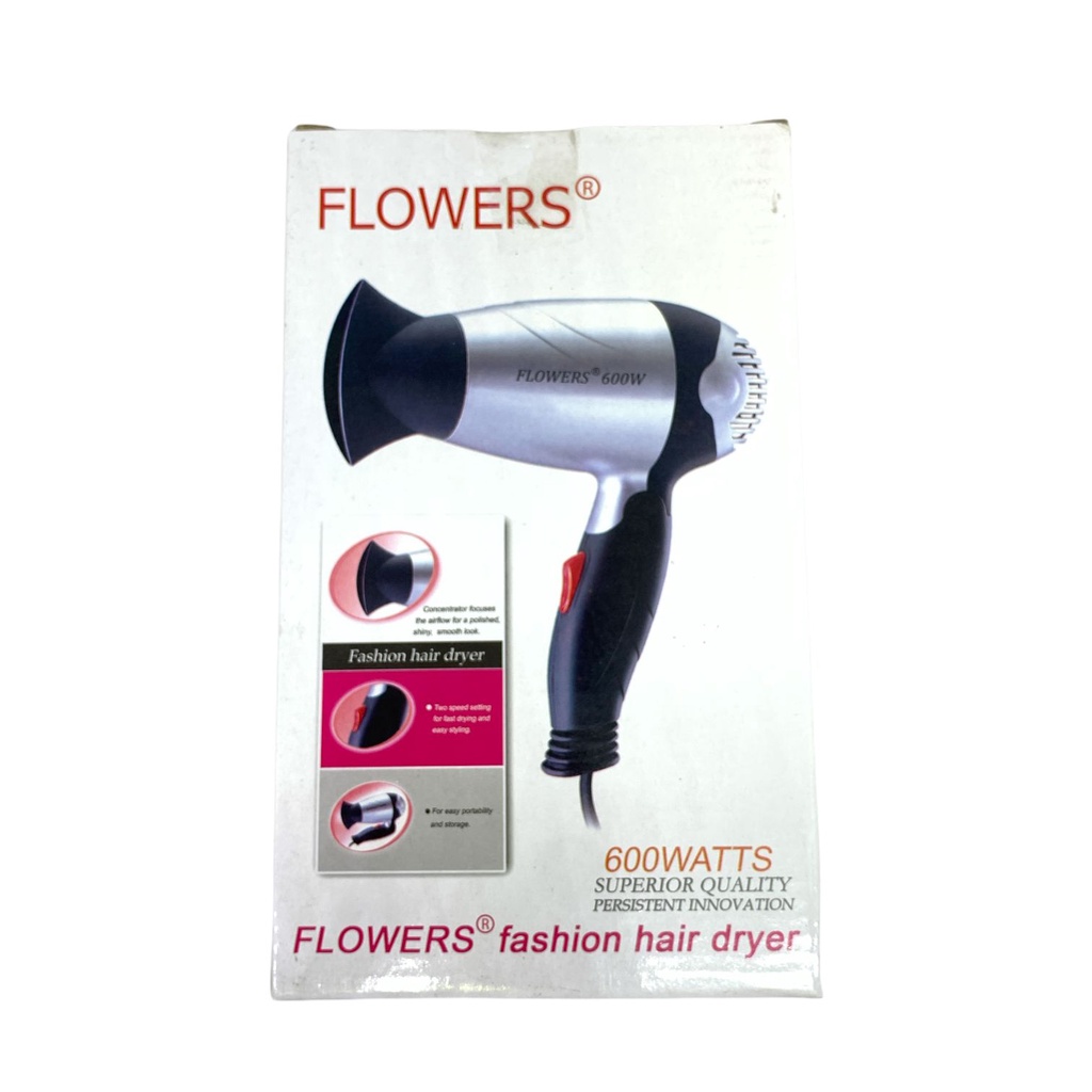 Hair Dryer Lipat 600 Watt Mini Silver Flowers