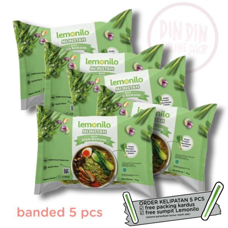 

LEMONILO AYAM BAWANG 5 pcs banded - GRATIS SUMPIT - mie instant kuah non MSG -