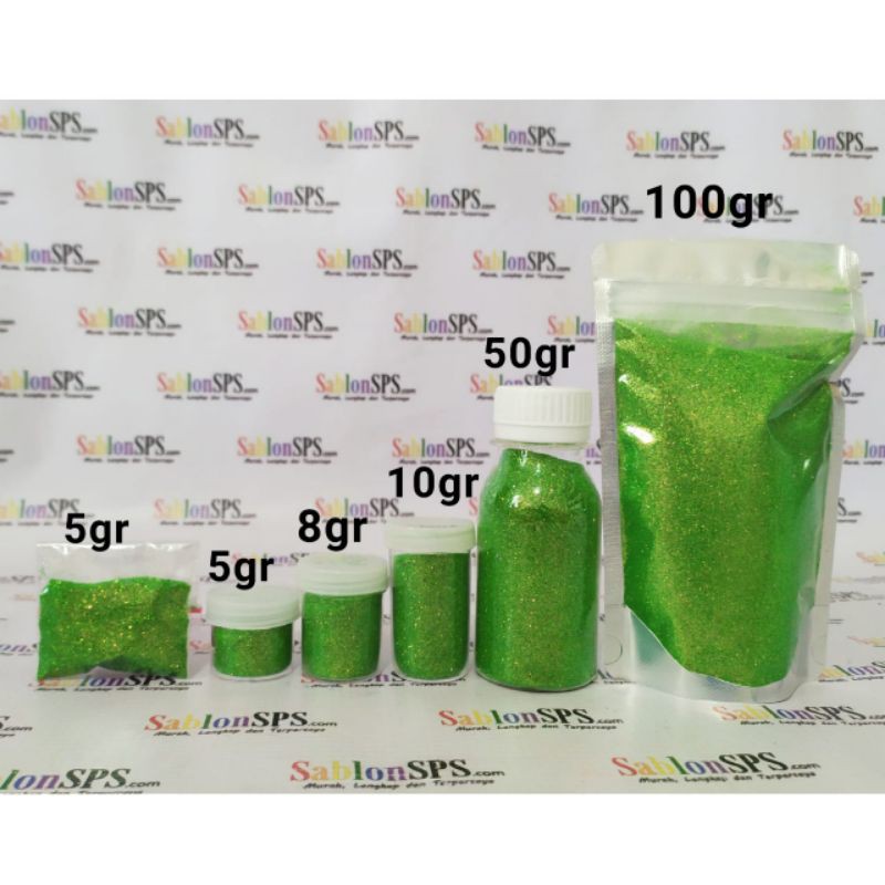 BUBUK GLITER LIGHT GREEN RAINBOW GLITTER POWDER 5gr ZIP LOCK