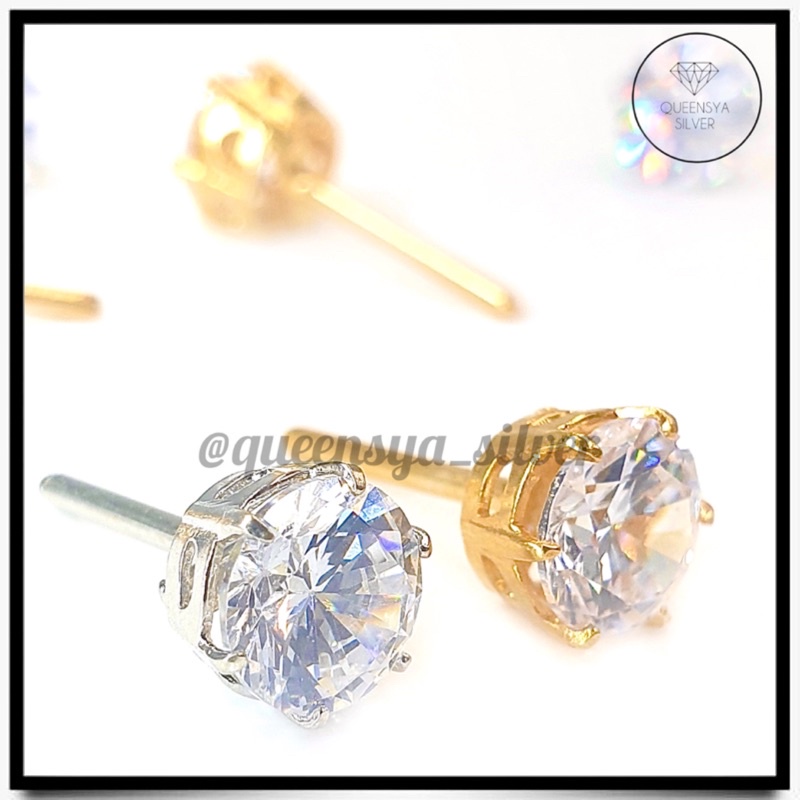 Anting Perak Asli Silver 925 || Bukan TITANIUM / XUPING || Lapis Mas Putih Kuning 18K 24K || Anting Giwang Tusuk model DESI