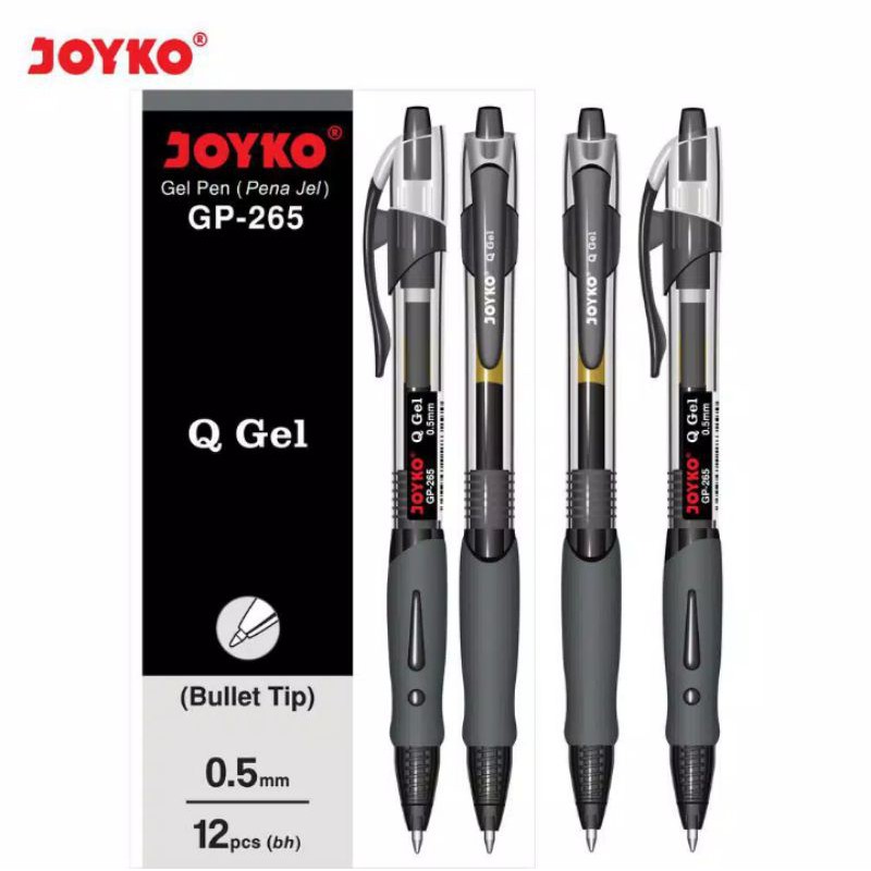 pulpen / ball pen GEL joyko GP 265 gel 0,5 mm , tinta hitam eceran 3500 ( 1 lsn 12 PC 37500 )