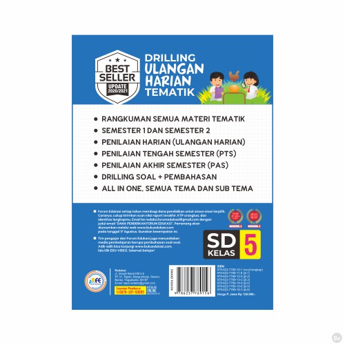 Buku drilling ulangan harian tematik kelas 5 SD MI (update dari Top Fokus) K13 untuk murid dan guru