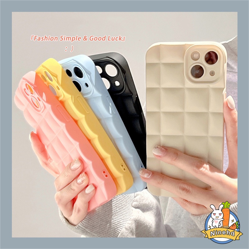 Soft Case Pelindung Kamera Bahan Silikon Bentuk Persegi 3D Warna Solid Untuk IPhone 14 13 12 11 Pro Max SE 2020 Xr X Xs Max 7 8 6 6s Plus