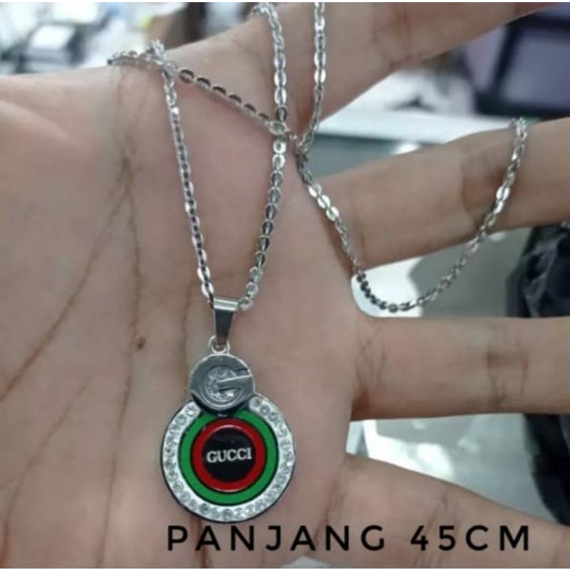 Kalung titanium gucci perhiasan wanita anti karat 45 cm