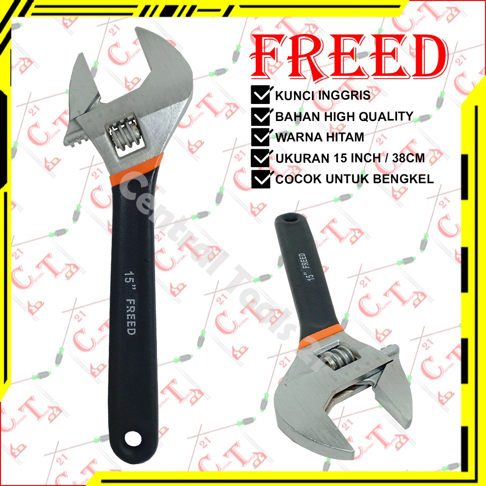 Kunci Inggris 15 Inch Gagang Lapis Karet Kunci Ingris Adjustable Wrench Alat Pembuka Baut Besar