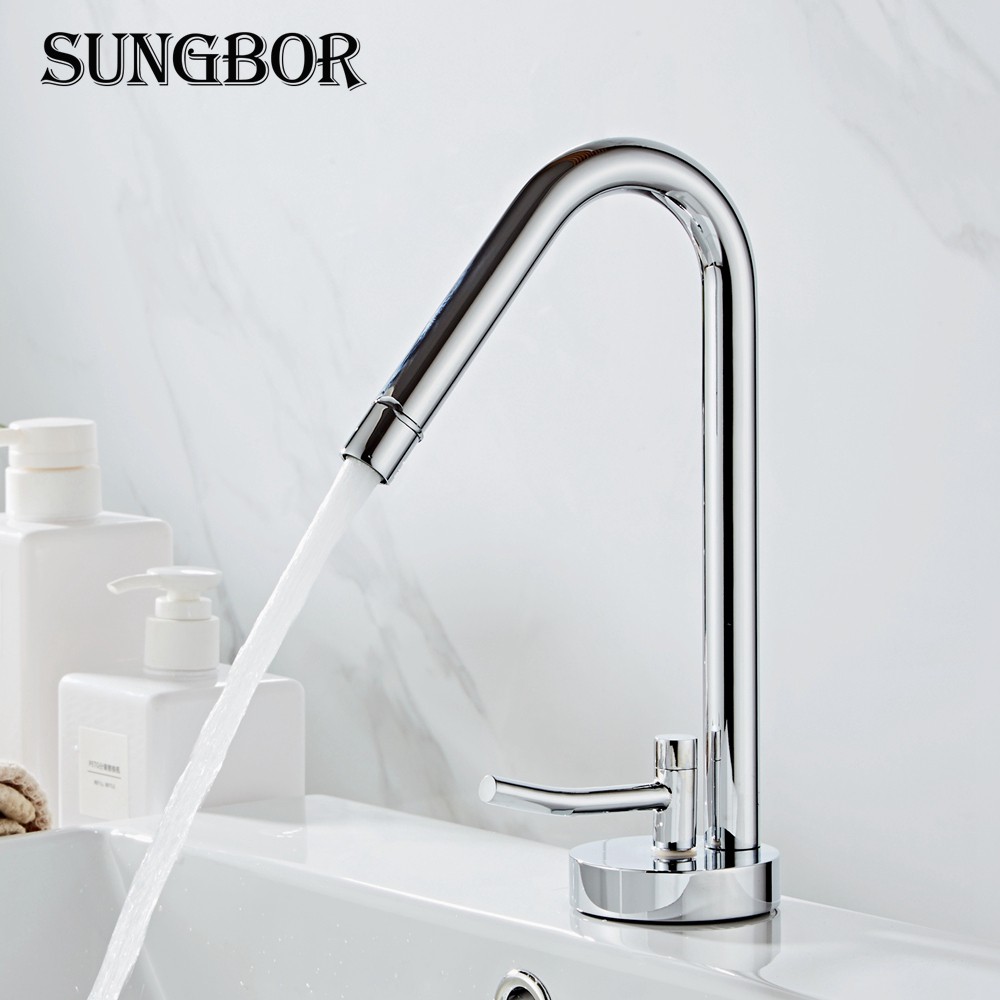 Tall Square Brass Chrome Bathroom Faucet Lavatory Sink Bar Basin Faucet Mixer Tap Extra Long Spout Shopee Indonesia