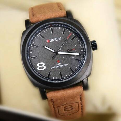 TERLARIS Jam Curren Leisure Time Casual Style Watch Jam Tangan Pria Strap Kulit