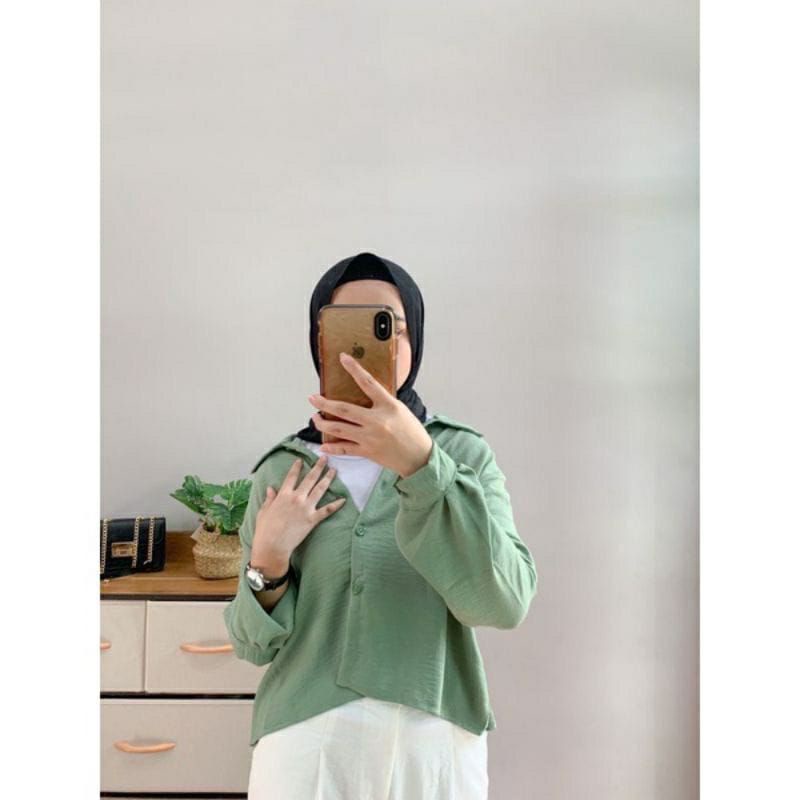 premium keisya crop kemja crop LD 110 crinkle premium / kemeja hanin crop