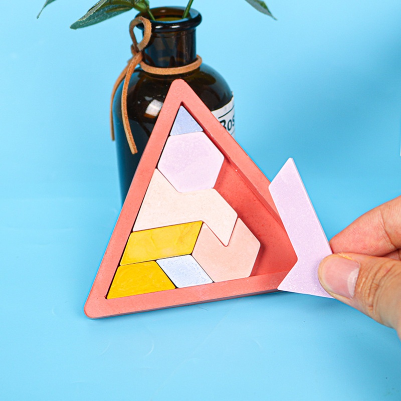 Siy 2pcs Cetakan Puzzle Tangram Epoxy Resin Bahan Silikon Untuk Edukasi Anak