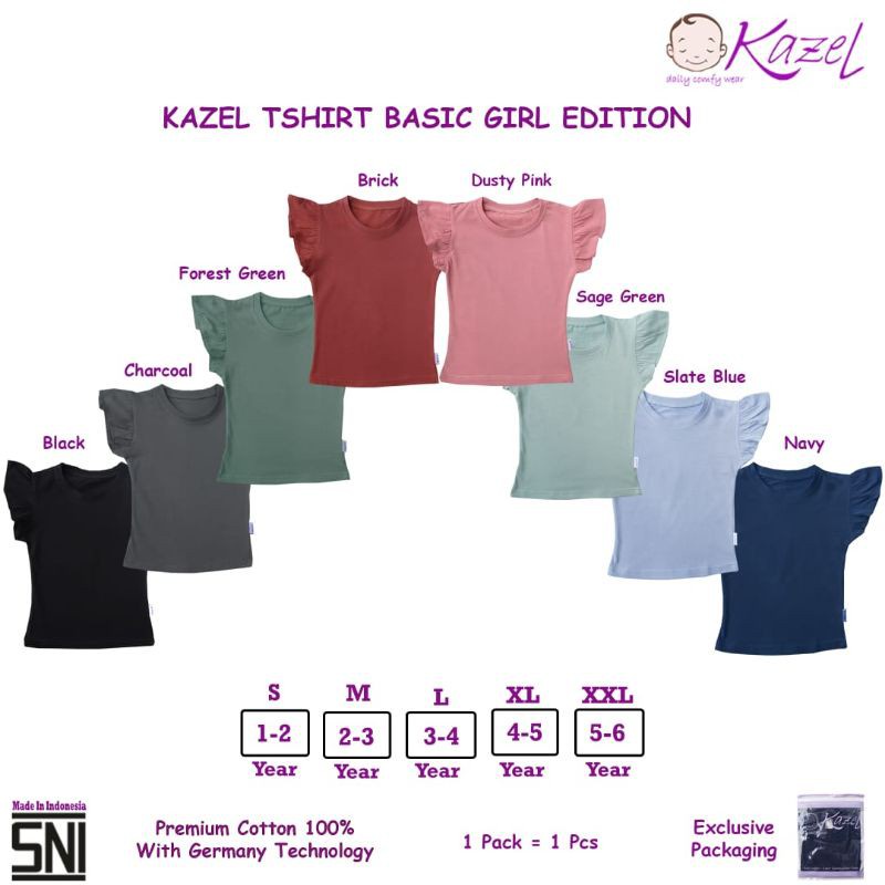 Kazel Tshirt Basic Girl Edition  Edition Rampel 1-6 Tahun