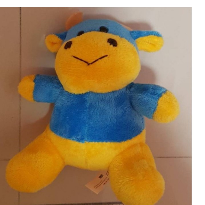 Boneka Binatang Hewan Sapi Kuning Biru Lucu Murah Bagus Ready