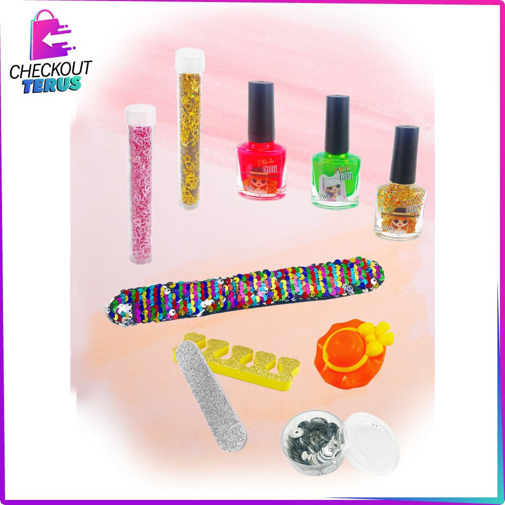 CT M98 Mainan Anak Perempuan Make Up dan Kutek Set Nail Polish Manicure Toy Mainan Pretend Play Anak Cewek Cat Kuku Rias Wajah