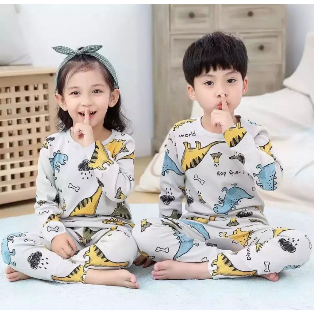 TSUM PYJAMAS / ZODIAC PYJAMAS / PIYAMA DINO / YELLOW CAT / BUNNY PINK PYJAMAS piyama anak motif lucu babeebabyshop