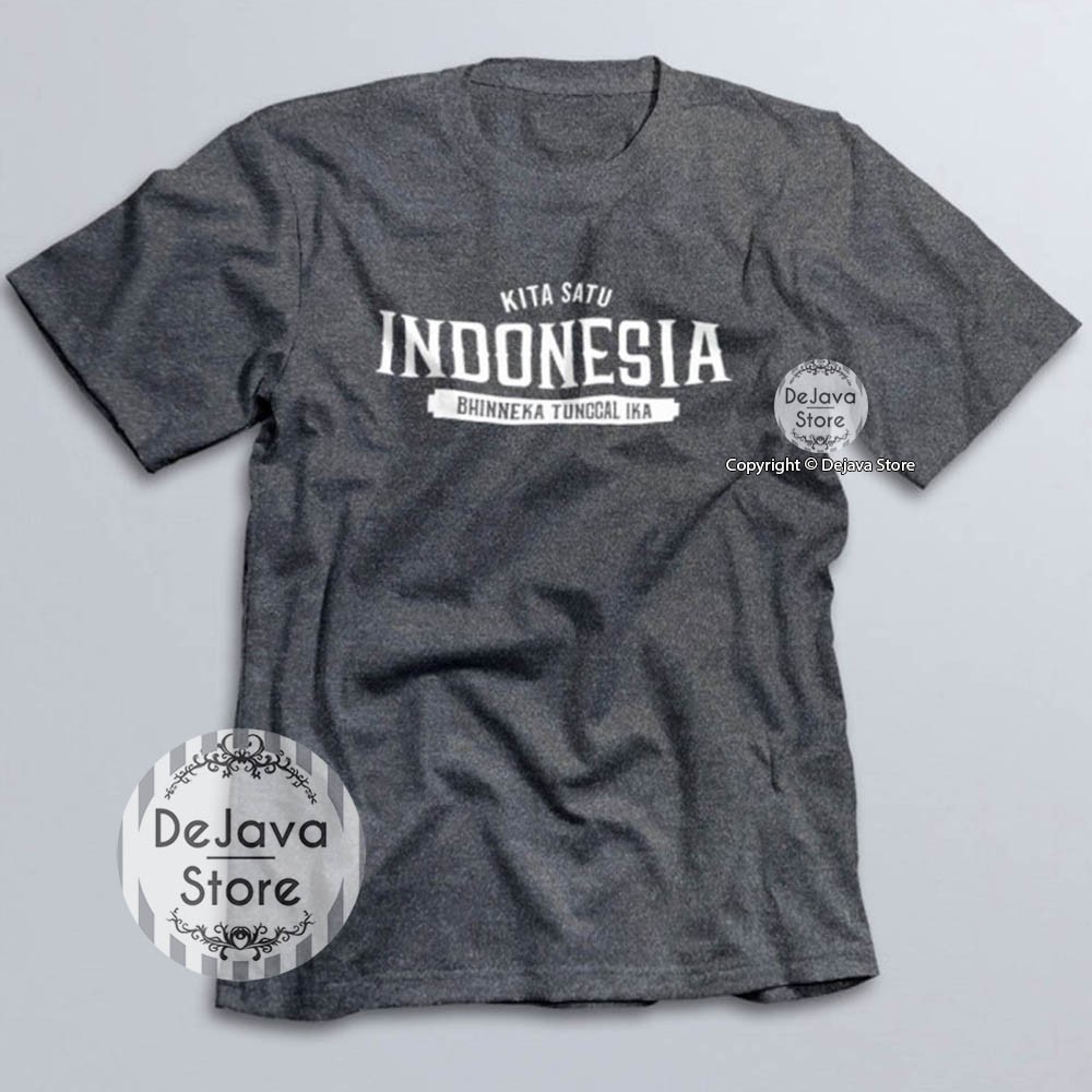 Kaos Distro Kita Satu Indonesia Bhinneka Tunggal Ika Baju Kemerdekaan Agustus Unisex Premium | 1627-0