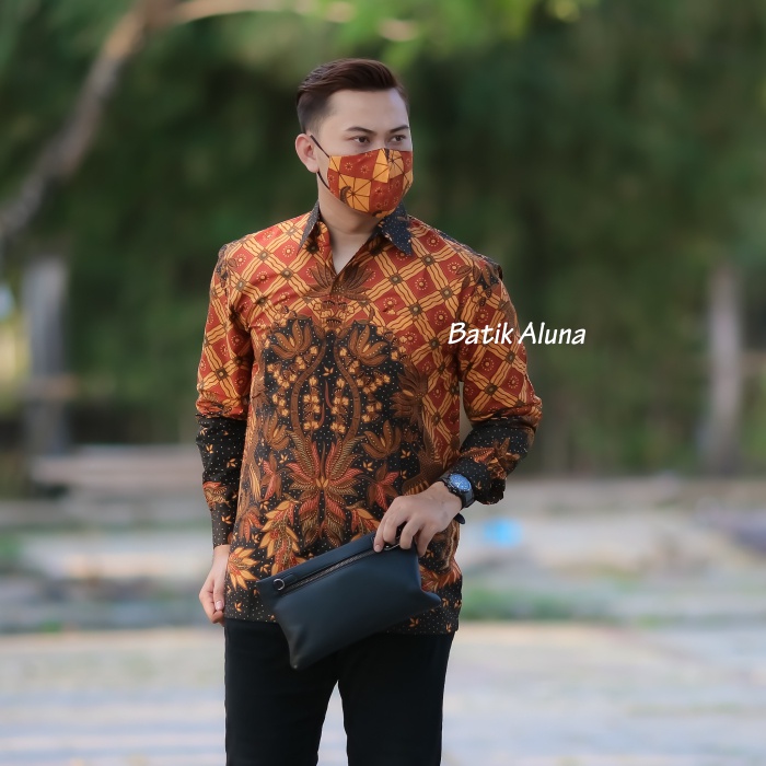 Atasan Batik Pria Lengan Panjang Premium Kemeja Batik Pria Lengan panjang Reguler ASD 095