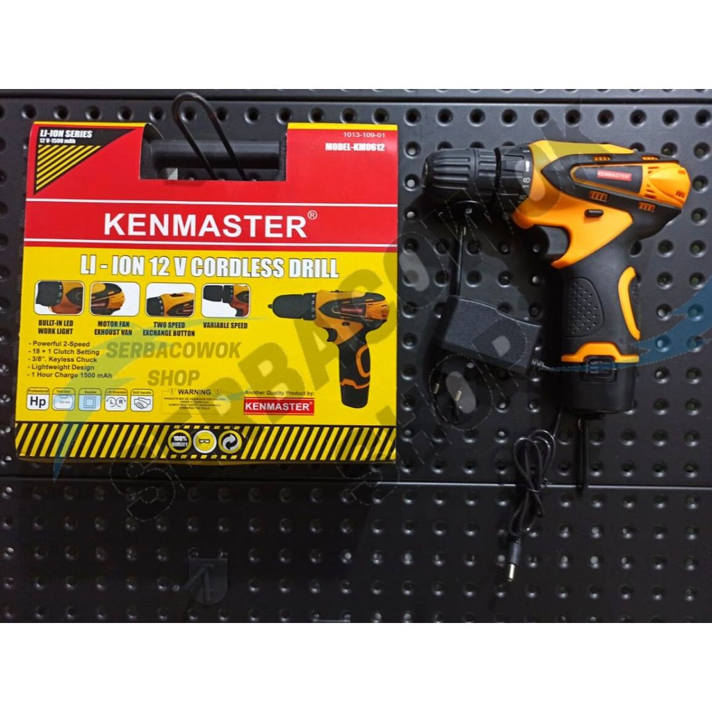 Kenmaster Mesin Bor Cordless 12 Volt 10 mm Mesin Bor Baterai Termurah Berkualitas