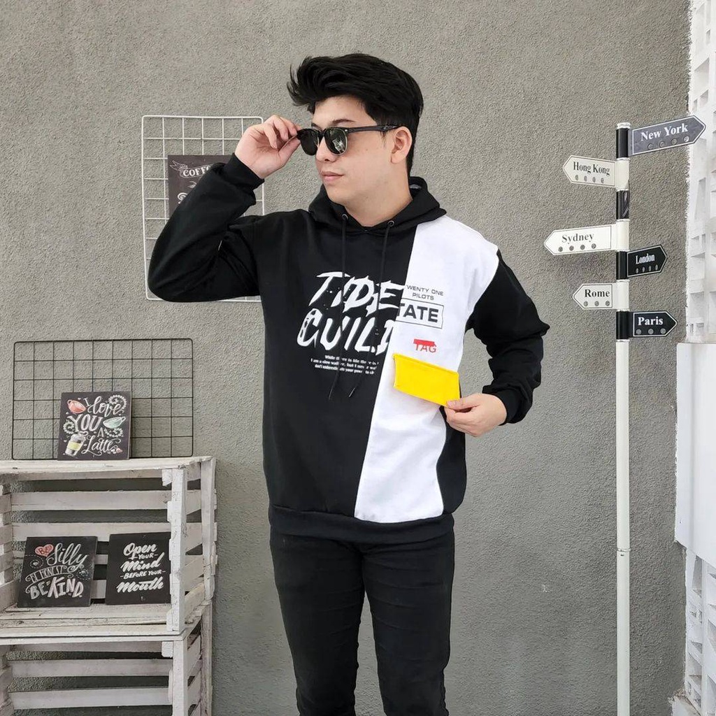 TIDE GUILD Hoodie Sweater Oversize Pria Dewasa Desain Kasual Gaya Trendy Fashion Terkini Korean Style Jacket