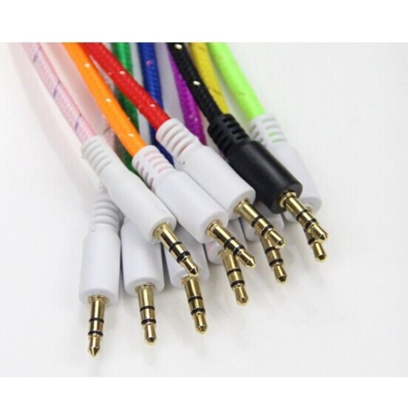 Kabel Aux tali sepatu 1 meter Kabel Audio 3.5mm 1Meter